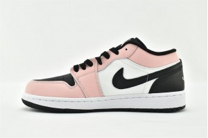 Air Jordan 1 Retro Low GS Light Arctic Pink Womens White Black Shoes 554723 601 