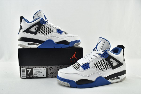 Air Jordan 4 Motosports Blue White Black Mens Shoes 308497 117 Air Jordan 4 Motosports Blue White Black Mens Shoes 308497 117