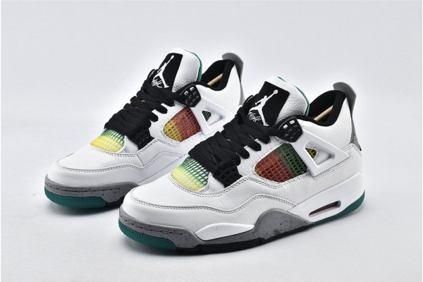 Air Jordan 4 Rasta White University Red Lucid Green Black Shoes AQ9129 100 Air Jordan 4 Rasta White University Red Lucid Green Black Shoes AQ9129 100