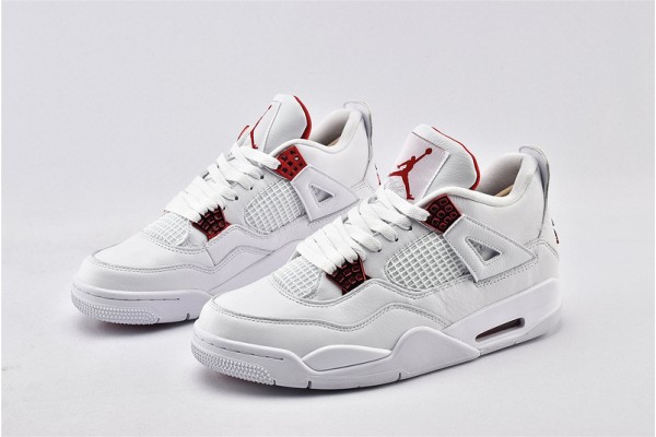 Air Jordan 4 Retro White University Red Metallic Silver AJ4 Mens Shoes CT8527 112