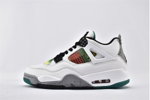 Air Jordan 4 Rasta White University Red Lucid Green Black Shoes AQ9129 100 