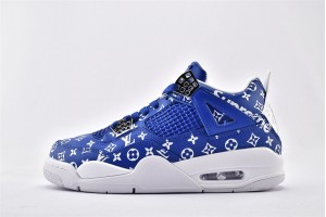 Air Jordan 4 Retro Blue Gold Aj4 Shoes AQ9129 019 