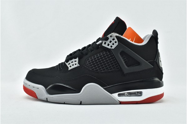 Air Jordan 4 Retro Bred OG Black Red Cement Grey Womens And Mens AJ4 Shoes 308497 060
