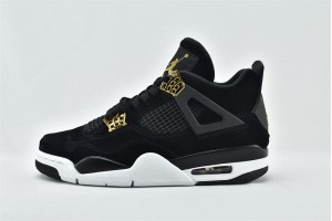 Air Jordan 4 Royalty Womens And Mens Black Gold Shoes 308497 032 