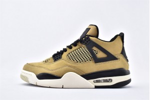 Air Jordan 4 Womens And Mens Mushroom Black Fossil Pale Ivory Aj4 Shoes AQ9129 200 