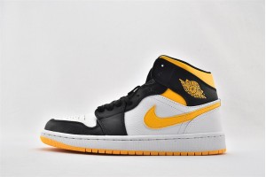 Air Jordan 1 Mid SE Laser Yellow Black CV5276 107 Womens And Mens Shoes  