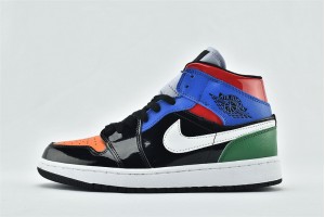 Air Jordan 1 Mid SE Multi Patent Color CV5276 001 Womens And Mens Shoes  