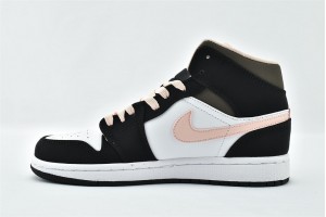Air Jordan 1 Mid SE Peach Mocha White Black Pink DH0210 100 Womens And Mens Shoes  