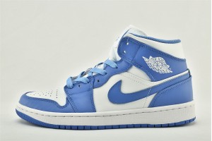 Air Jordan 1 Mid UNC Blue White University Blue 554724 106 Womens And Mens Shoes  
