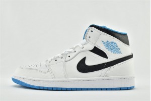 Air Jordan 1 Mid White Laser Blue 554724 141 Womens And Mens Shoes  