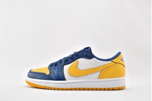 Air Jordan 1 Retro Low Michigan PE Yellow Blue White CZ6909 200 Womens And Mens Shoes  