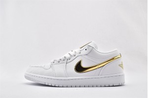 Air Jordan 1 Retro Low White Metallic Gold CZ4776 100 Womens And Mens Shoes  